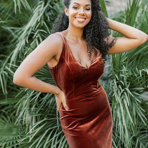 Revelry Dakota Velvet Dress Terracotta